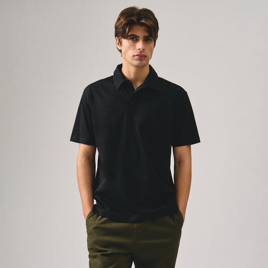 Regular Fit Polo Shirt With Self-Fabric Collar In Sorona