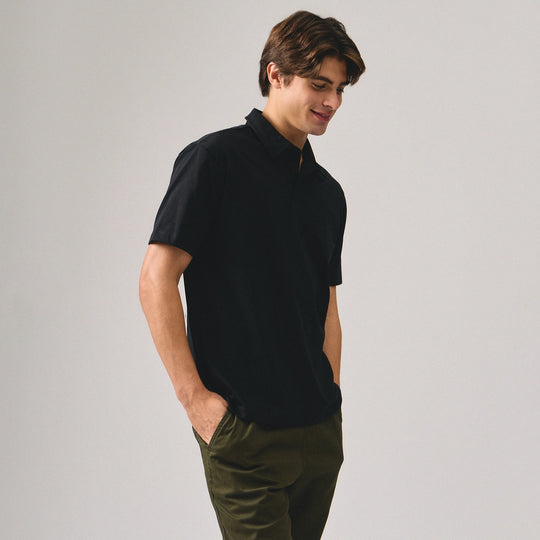 Regular Fit Polo Shirt With Self-Fabric Collar In Sorona