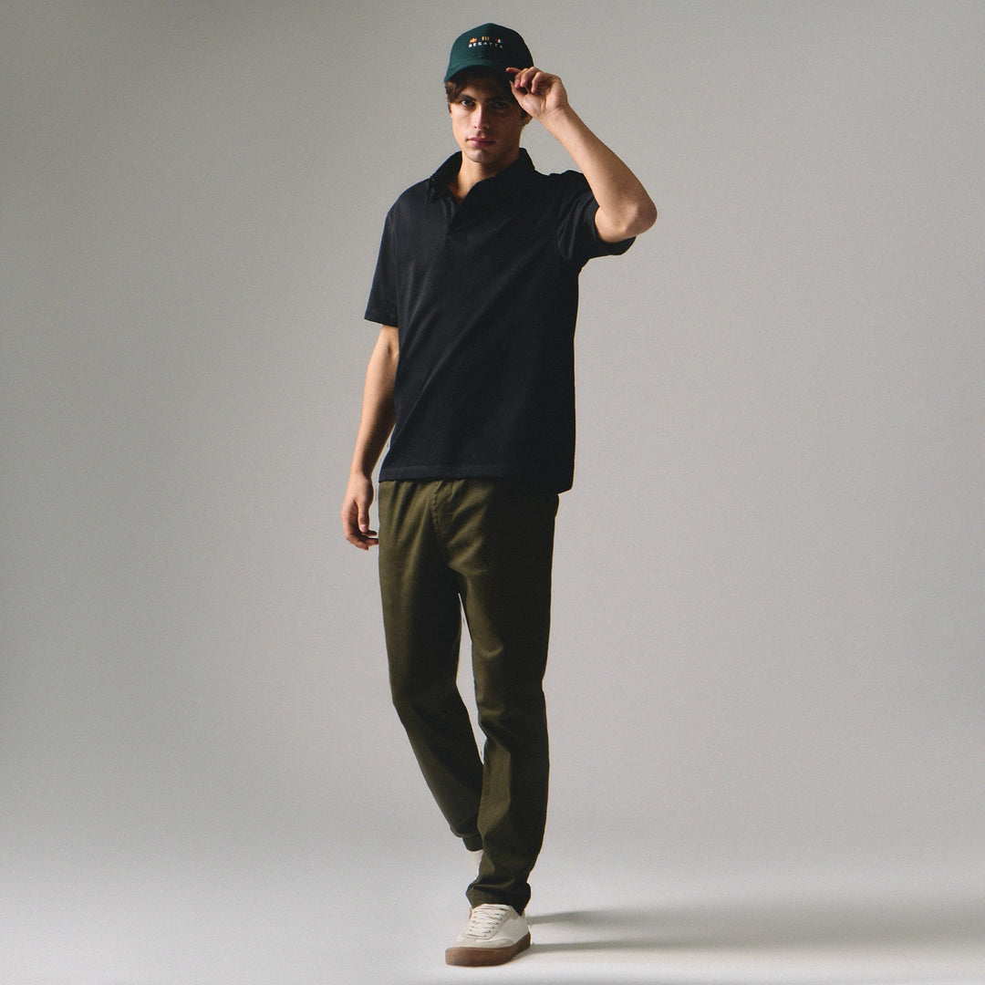 Regular Fit Polo Shirt With Self-Fabric Collar In Sorona