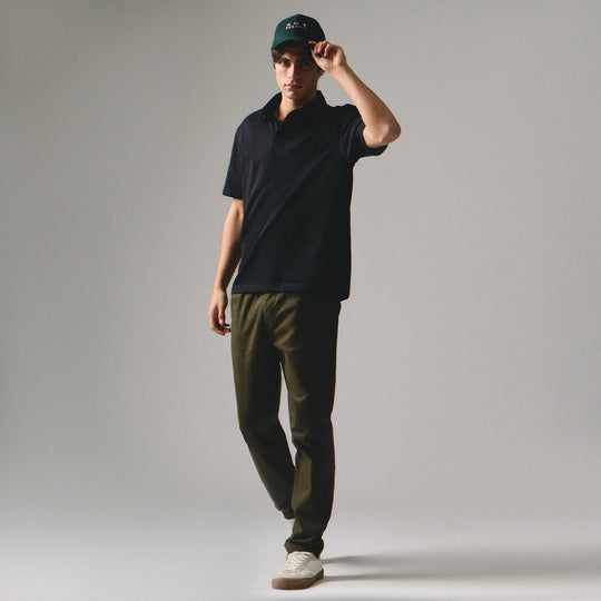 Regular Fit Polo Shirt With Self-Fabric Collar In Sorona