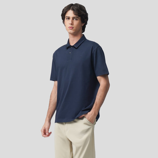 Regular Fit Polo Shirt With Self-Fabric Collar In Sorona