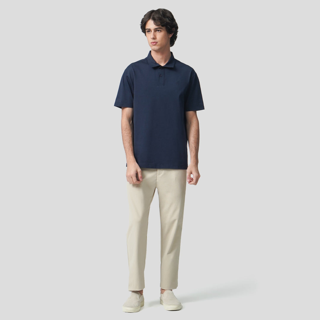 Regular Fit Polo Shirt With Self-Fabric Collar In Sorona