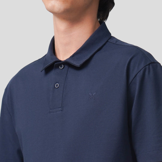 Regular Fit Polo Shirt With Self-Fabric Collar In Sorona