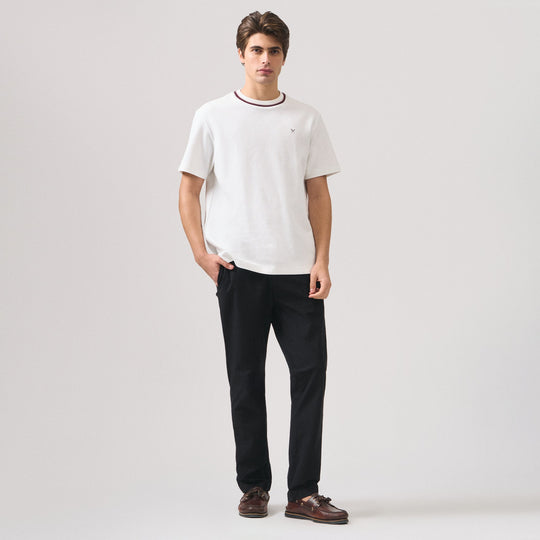 Regular Fit T-Shirt With Multiple Contrast Tipping Detail In Popcorn Knit