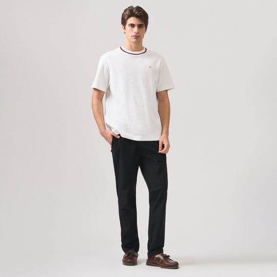 Regular Fit T-Shirt With Multiple Contrast Tipping Detail In Popcorn Knit
