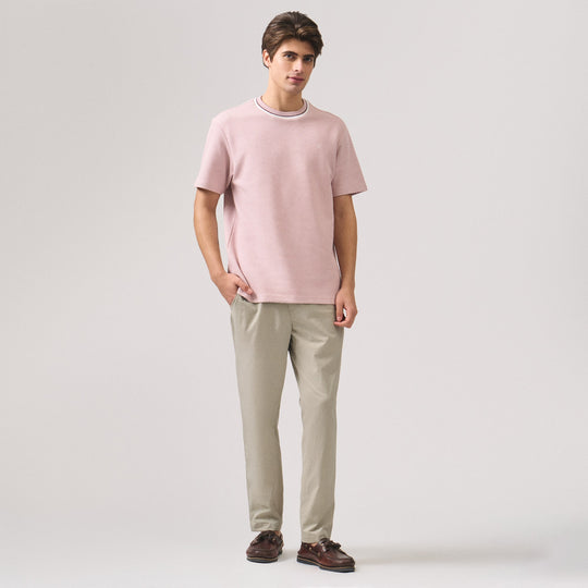 Regular Fit T-Shirt With Multiple Contrast Tipping Detail In Popcorn Knit