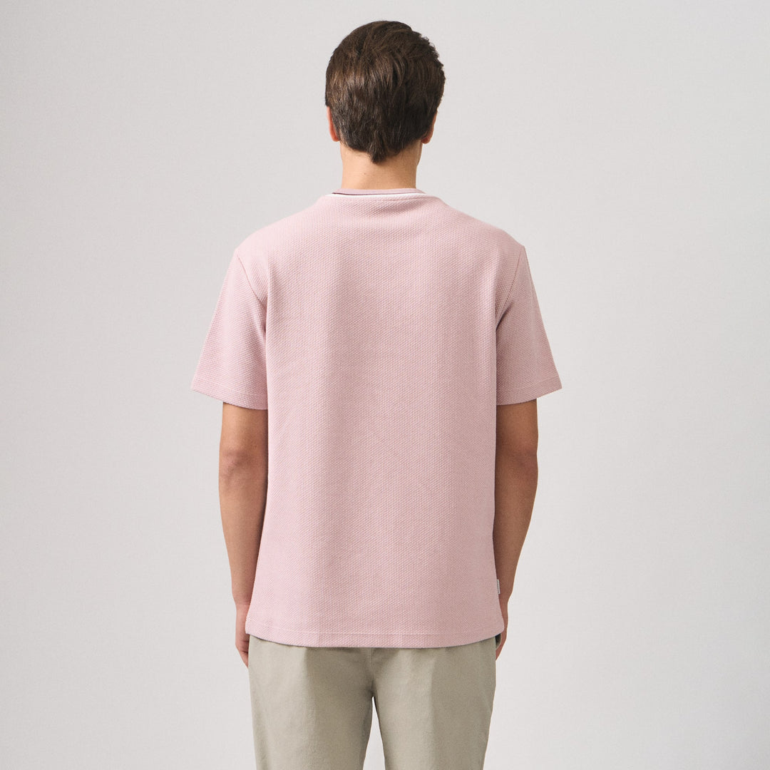 Regular Fit T-Shirt With Multiple Contrast Tipping Detail In Popcorn Knit
