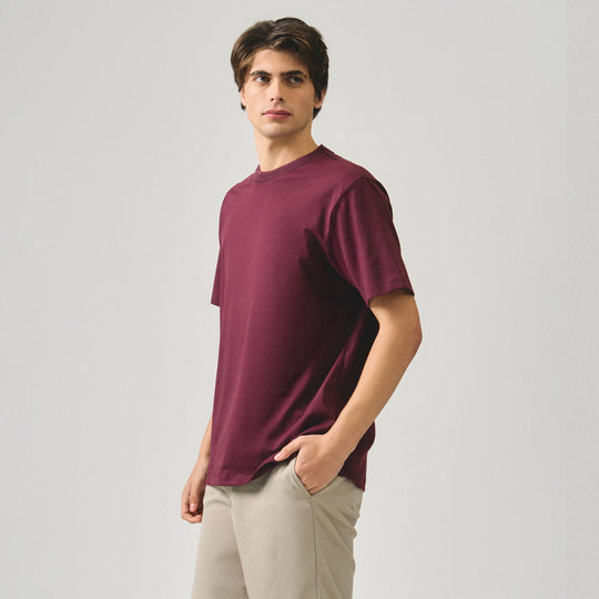 Regular Fit T-Shirt With Jacquard Neck Band In Sorona