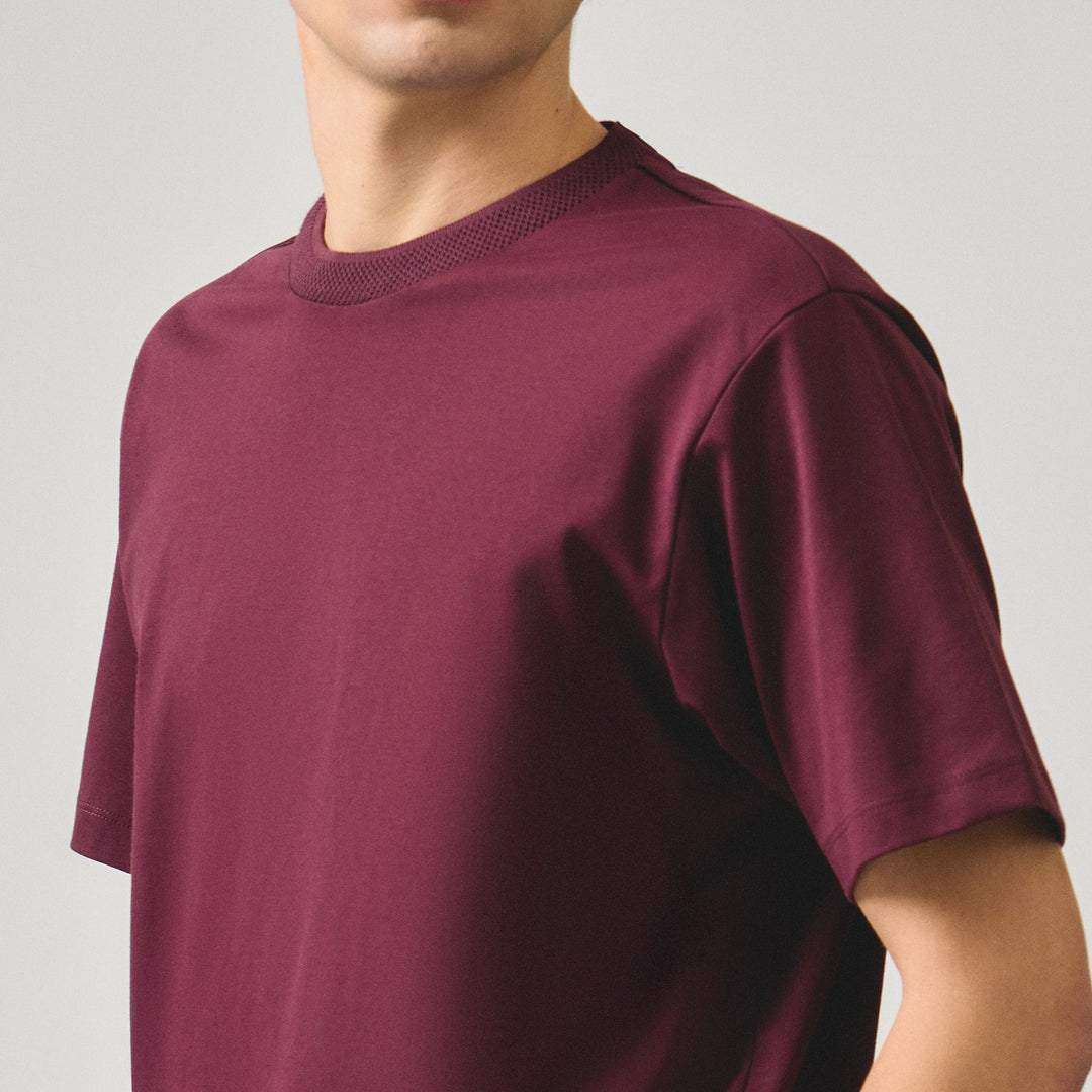 Regular Fit T-Shirt With Jacquard Neck Band In Sorona
