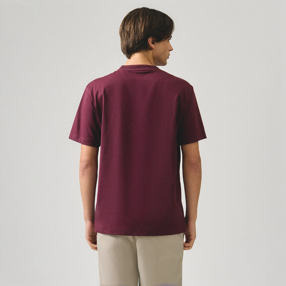 Regular Fit T-Shirt With Jacquard Neck Band In Sorona