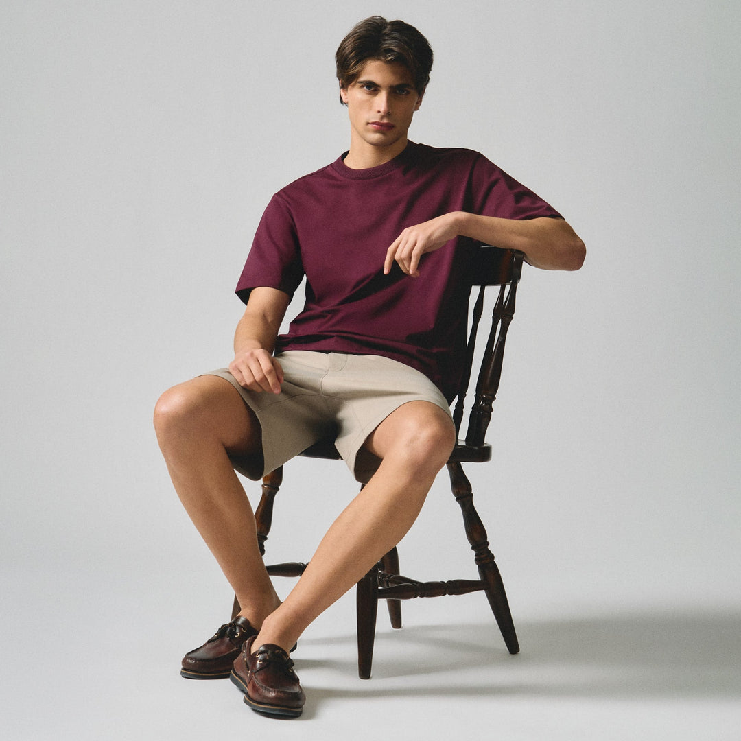 Regular Fit T-Shirt With Jacquard Neck Band In Sorona