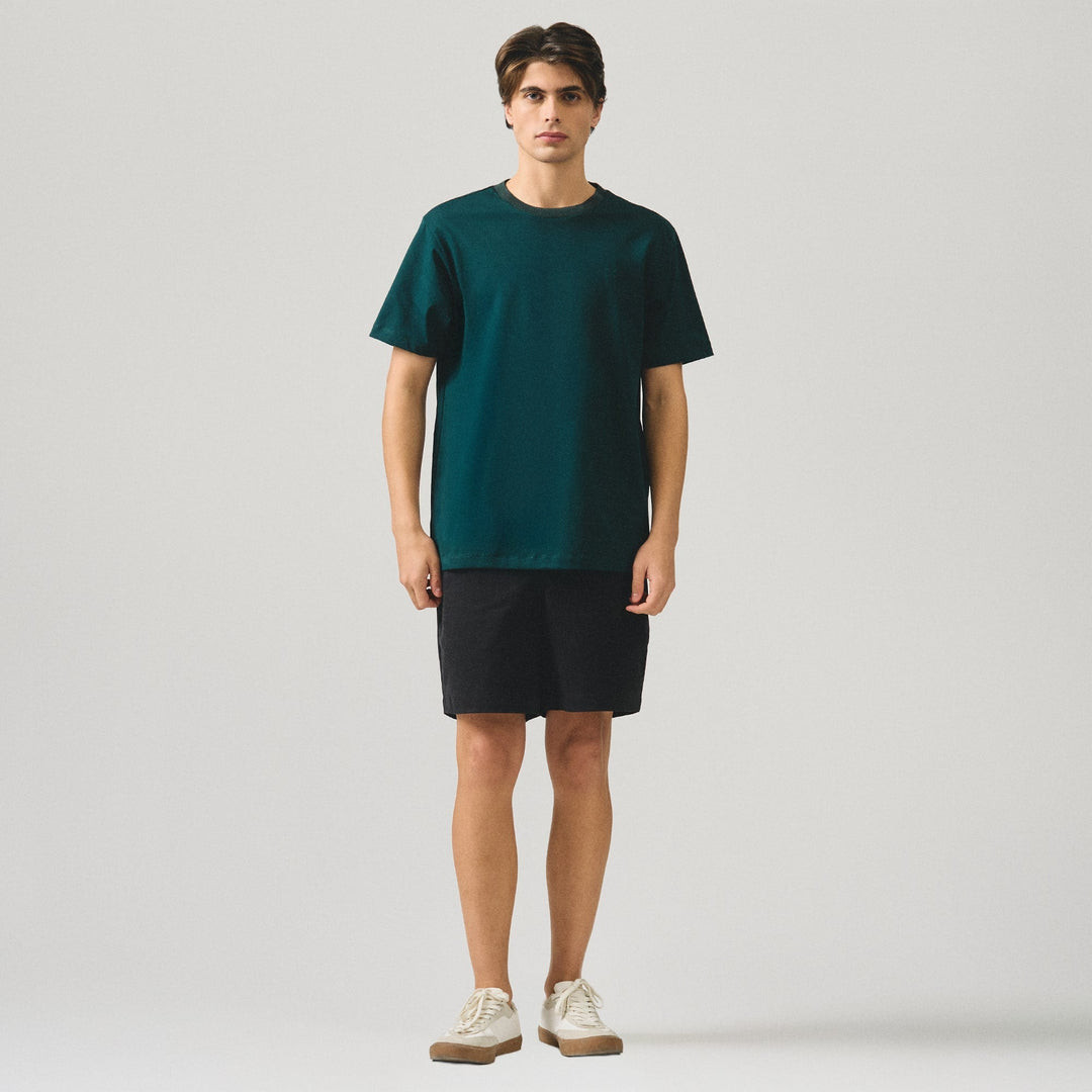 Regular Fit T-Shirt With Jacquard Neck Band In Sorona