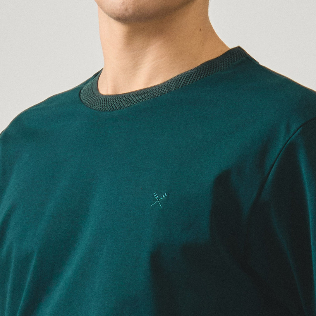Regular Fit T-Shirt With Jacquard Neck Band In Sorona