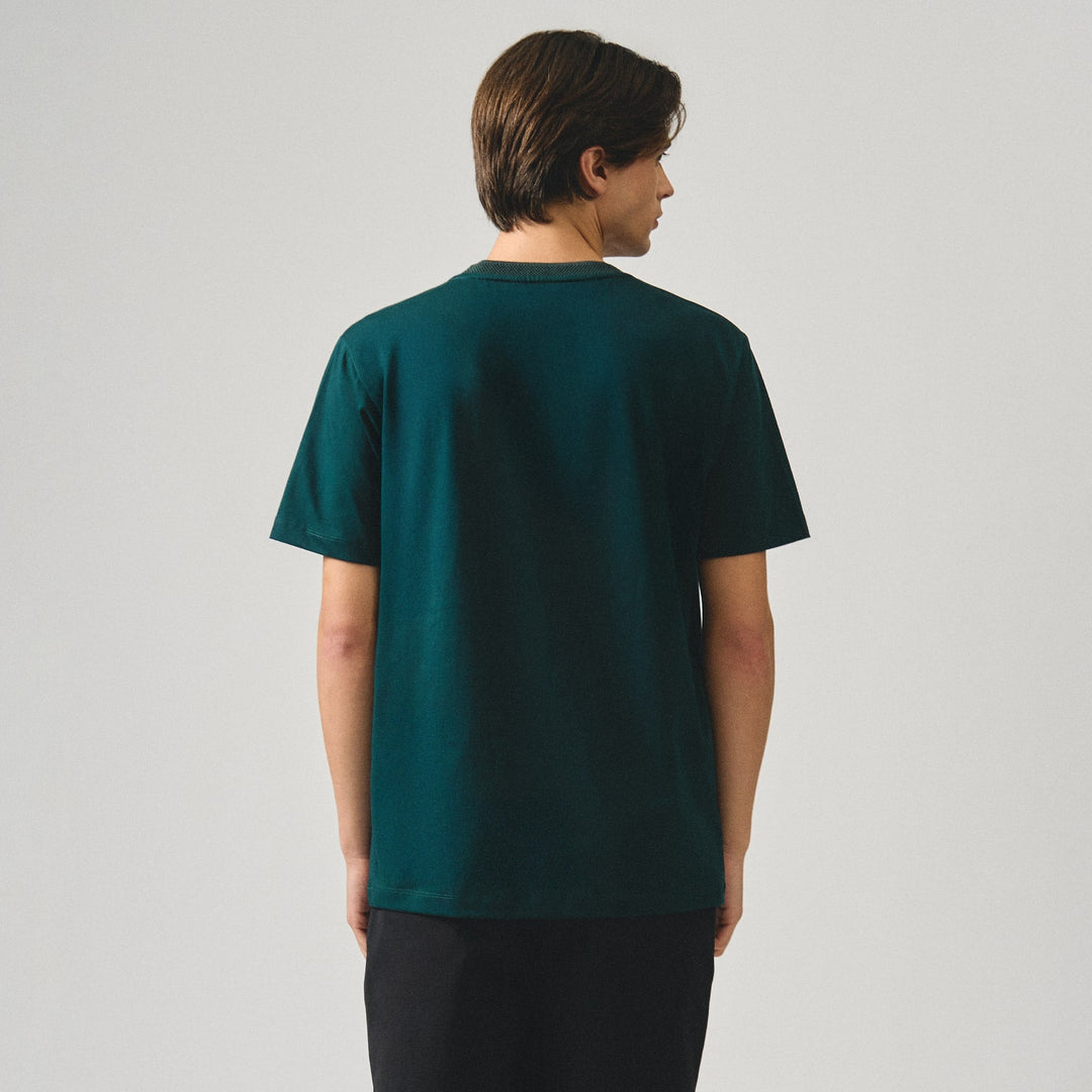 Regular Fit T-Shirt With Jacquard Neck Band In Sorona