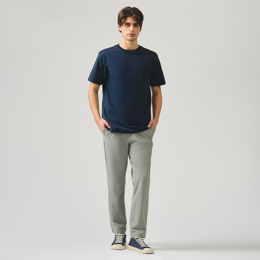 Regular Fit T-Shirt With Jacquard Neck Band In Sorona