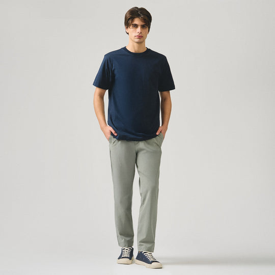 Regular Fit T-Shirt With Jacquard Neck Band In Sorona