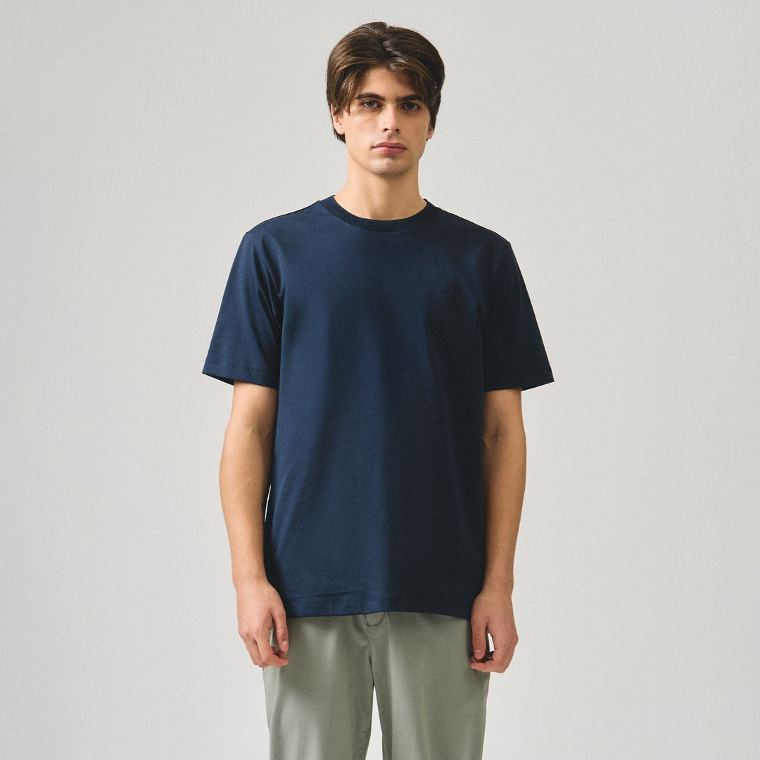 Regular Fit T-Shirt With Jacquard Neck Band In Sorona