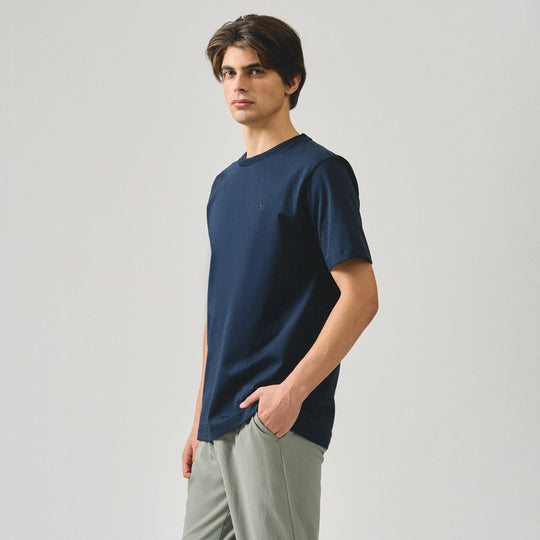 Regular Fit T-Shirt With Jacquard Neck Band In Sorona