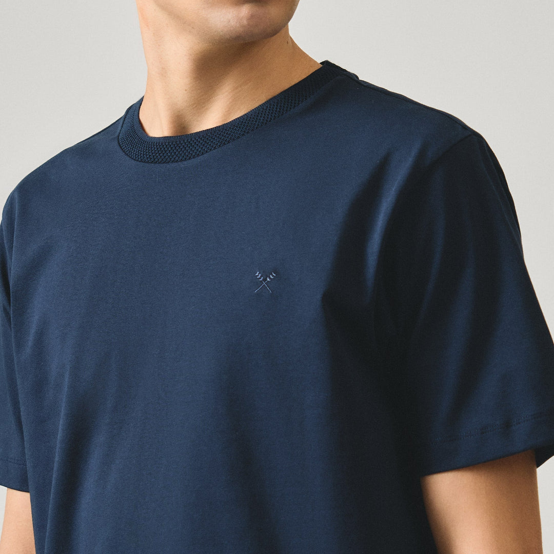 Regular Fit T-Shirt With Jacquard Neck Band In Sorona