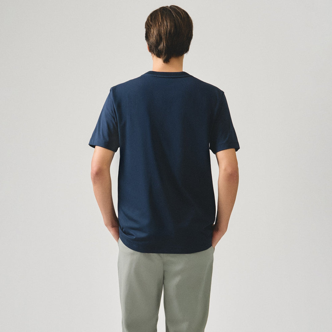 Regular Fit T-Shirt With Jacquard Neck Band In Sorona