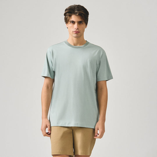 Regular Fit T-Shirt With Jacquard Neck Band In Sorona