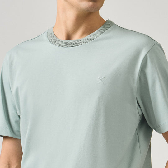 Regular Fit T-Shirt With Jacquard Neck Band In Sorona
