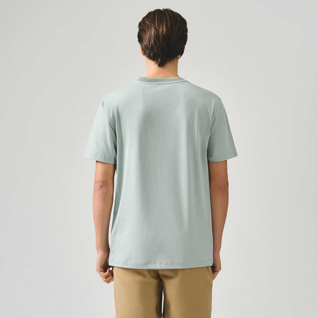 Regular Fit T-Shirt With Jacquard Neck Band In Sorona