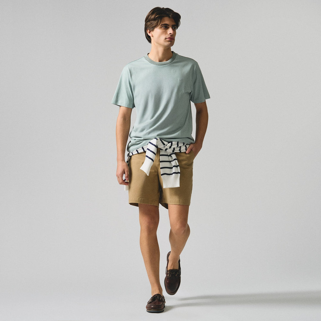 Regular Fit T-Shirt With Jacquard Neck Band In Sorona