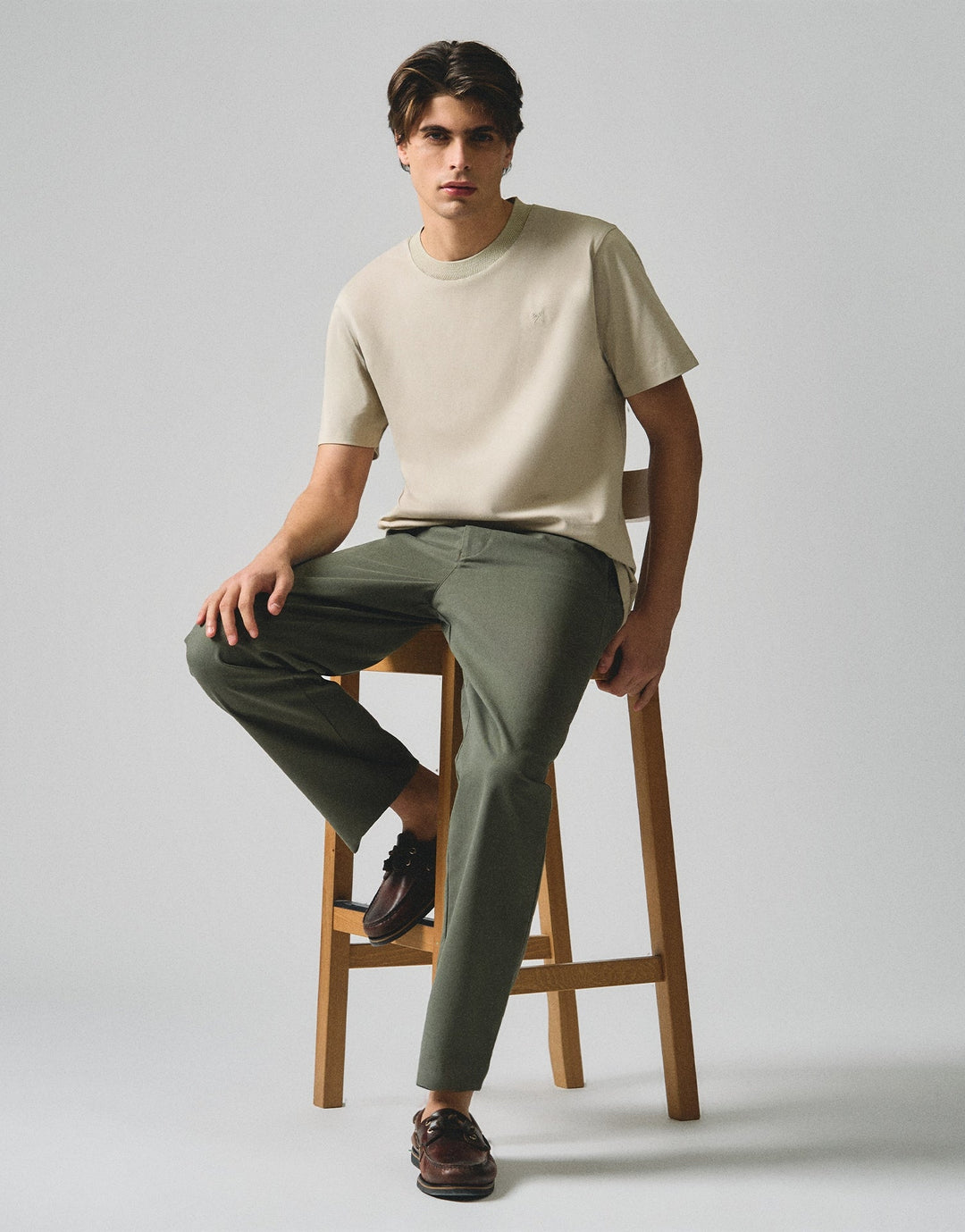 Regular Fit T-Shirt With Jacquard Neck Band In Sorona