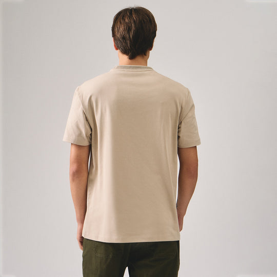 Regular Fit T-Shirt With Jacquard Neck Band In Sorona
