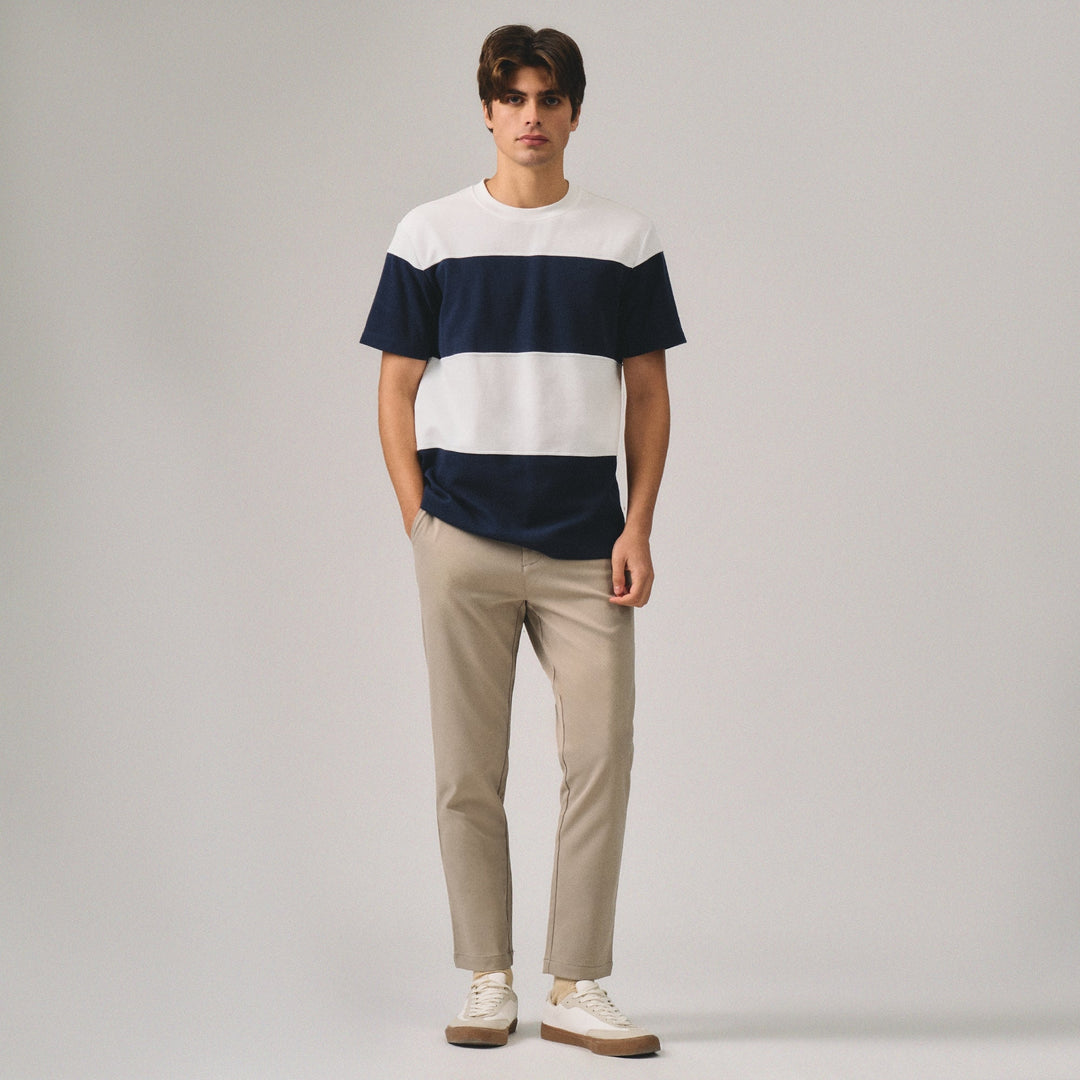 Regular Fit Color-Block Cut & Sew T-Shirt In Honeycomb Pique
