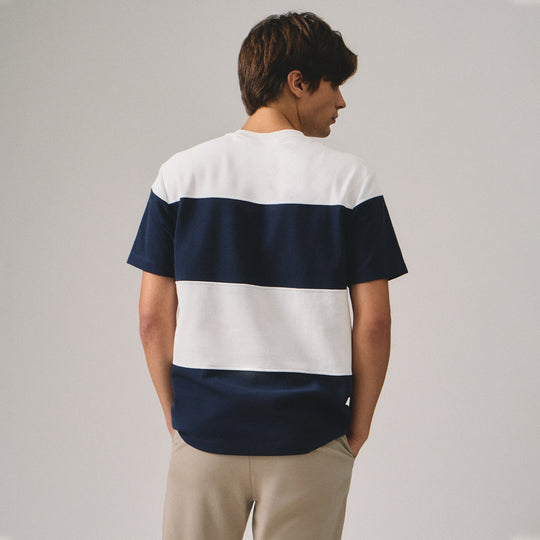 Regular Fit Color-Block Cut & Sew T-Shirt In Honeycomb Pique