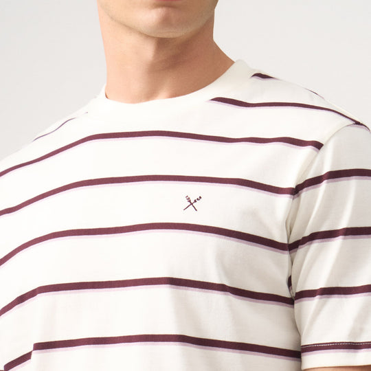 Regular Fit Striped T-Shirt In Brushed Heavy Jersey