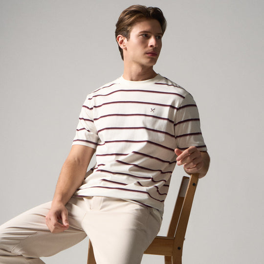 Regular Fit Striped T-Shirt In Brushed Heavy Jersey