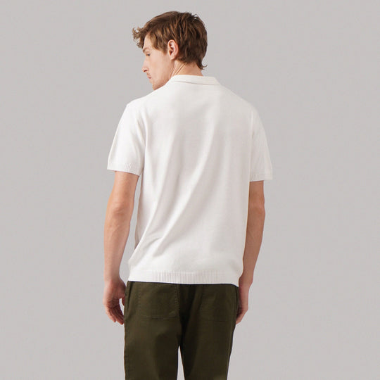 Regular Fit V-Placket Polo Shirt In Flat Knit
