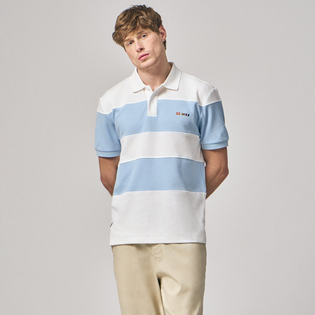 Regular Fit Color-Block Polo Shirt With Sailing Flag Icon Embroidery In Pique