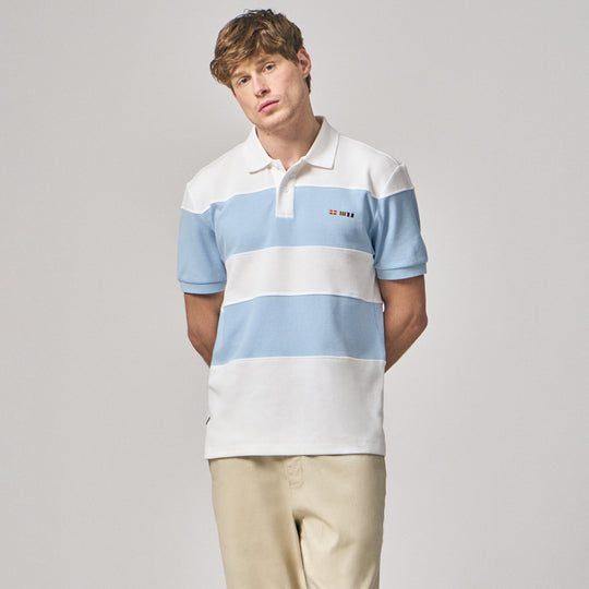 Regular Fit Color-Block Polo Shirt With Sailing Flag Icon Embroidery In Pique