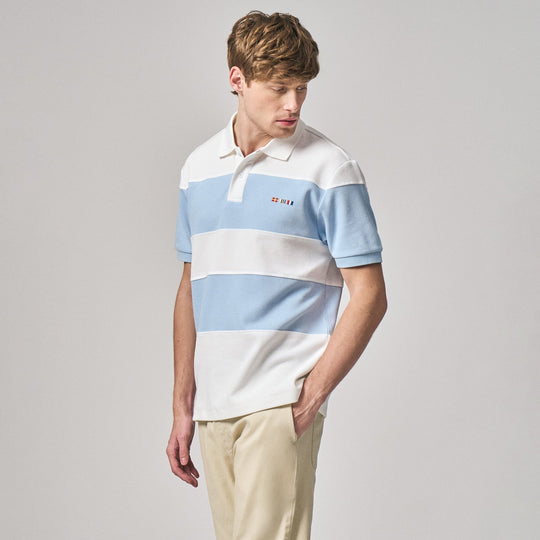 Regular Fit Color-Block Polo Shirt With Sailing Flag Icon Embroidery In Pique