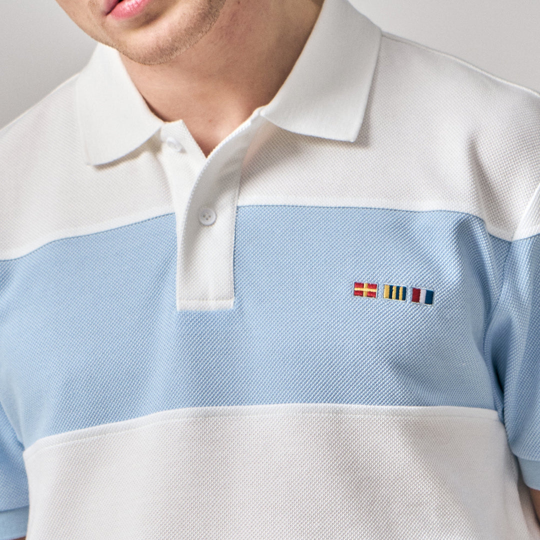 Regular Fit Color-Block Polo Shirt With Sailing Flag Icon Embroidery In Pique