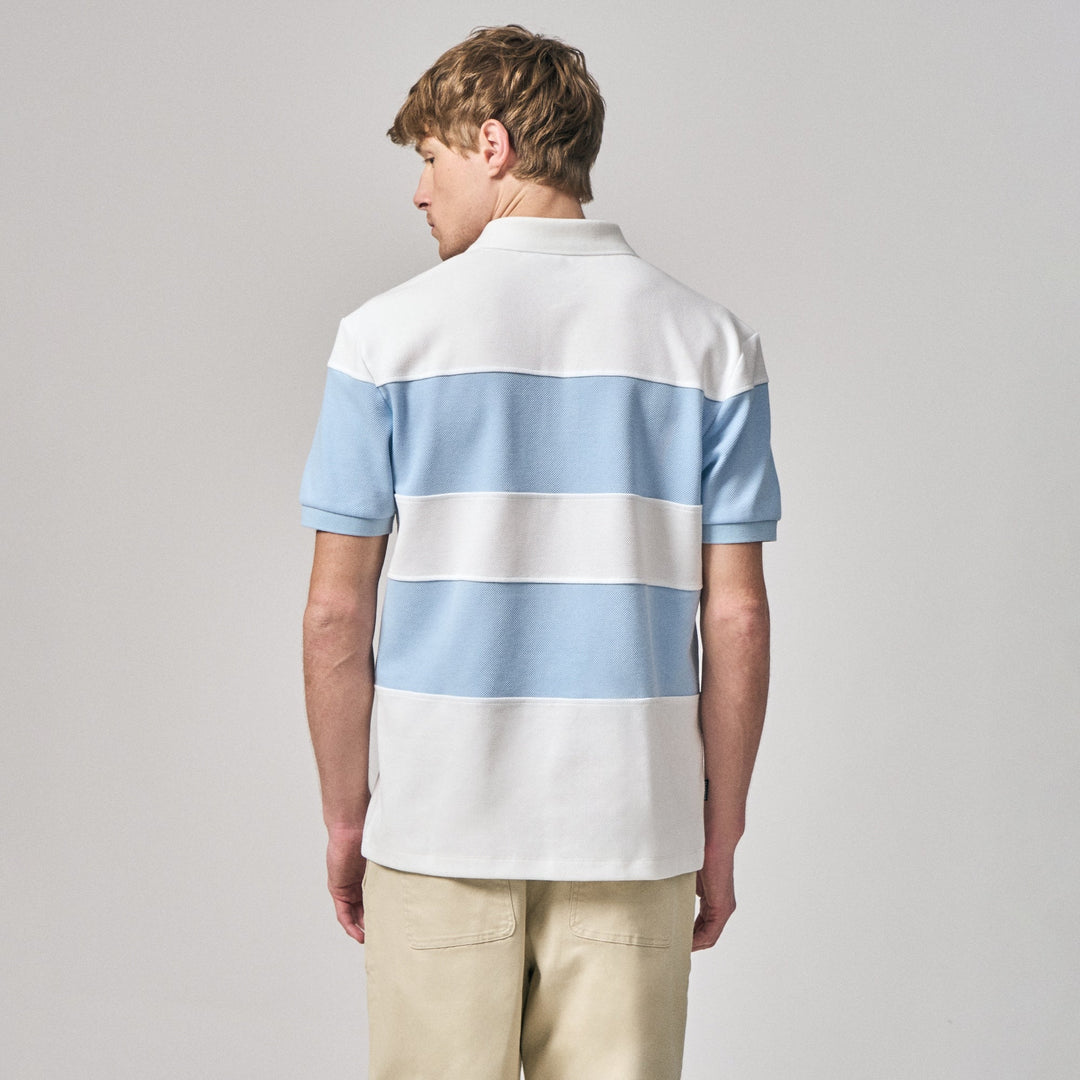 Regular Fit Color-Block Polo Shirt With Sailing Flag Icon Embroidery In Pique