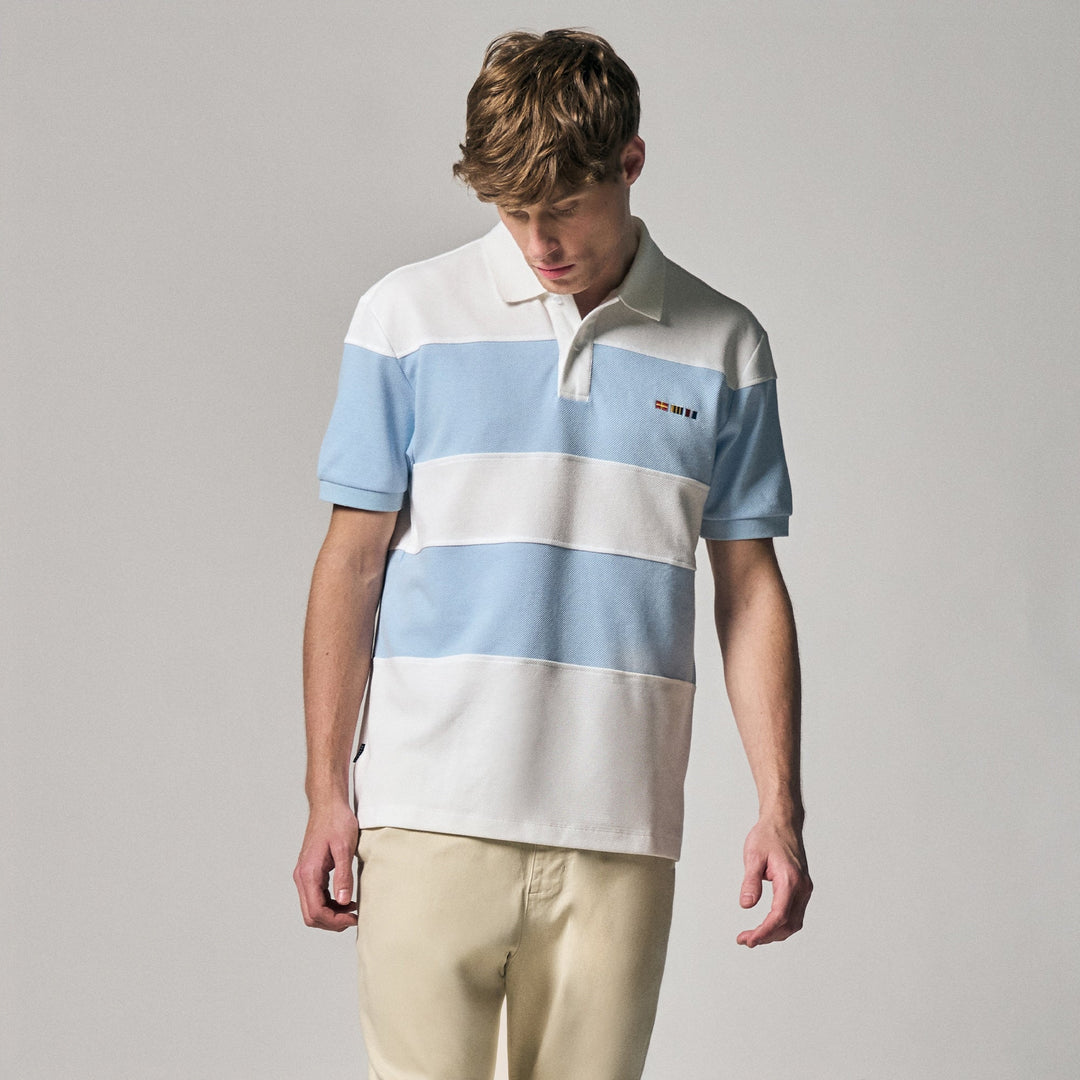 Regular Fit Color-Block Polo Shirt With Sailing Flag Icon Embroidery In Pique