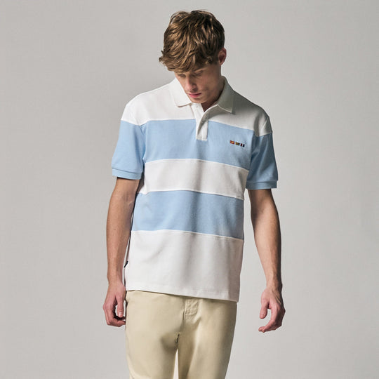 Regular Fit Color-Block Polo Shirt With Sailing Flag Icon Embroidery In Pique