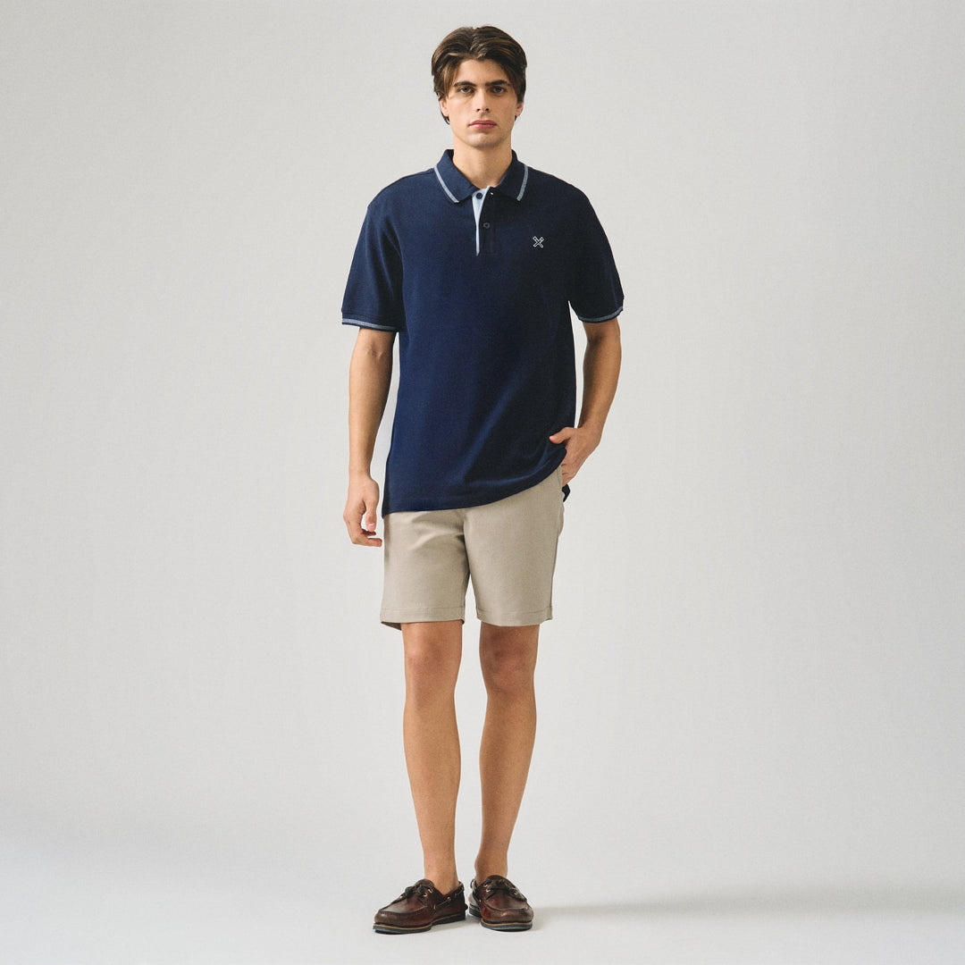 Regular Fit Polo Shirt With Contrast Chest Embroidery In Pique