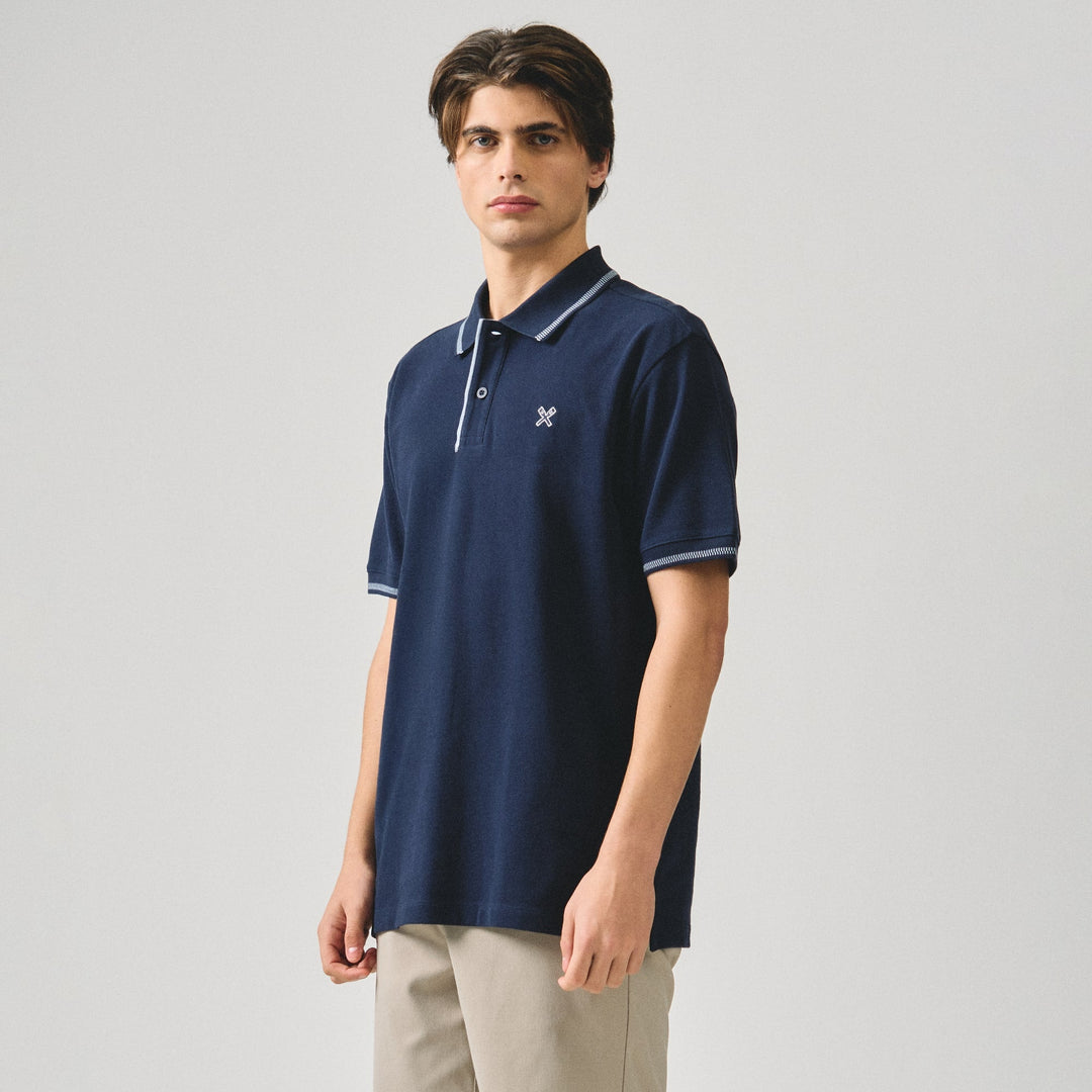 Regular Fit Polo Shirt With Contrast Chest Embroidery In Pique