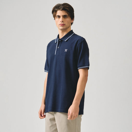 Regular Fit Polo Shirt With Contrast Chest Embroidery In Pique