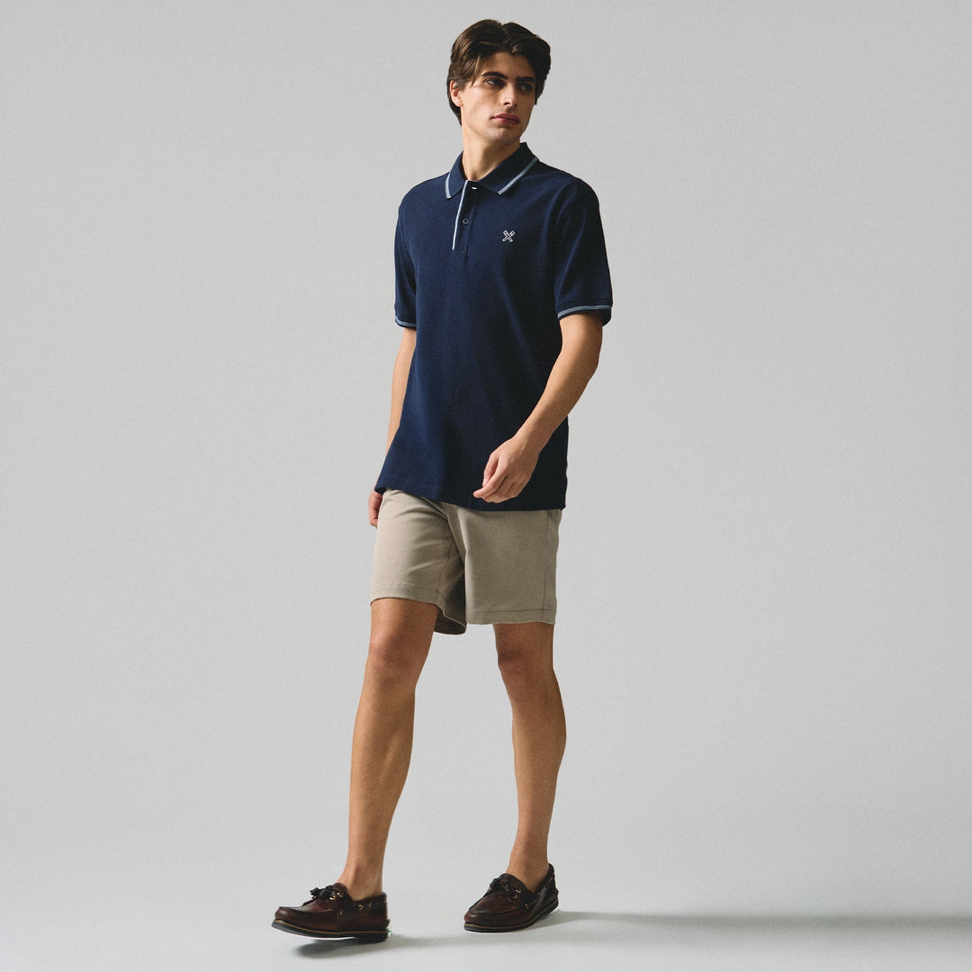 Regular Fit Polo Shirt With Contrast Chest Embroidery In Pique