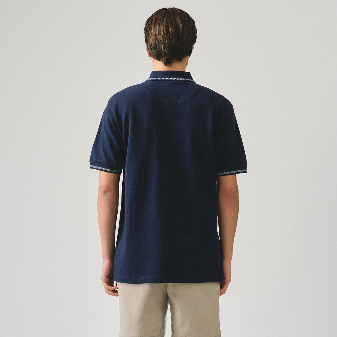 Regular Fit Polo Shirt With Contrast Chest Embroidery In Pique