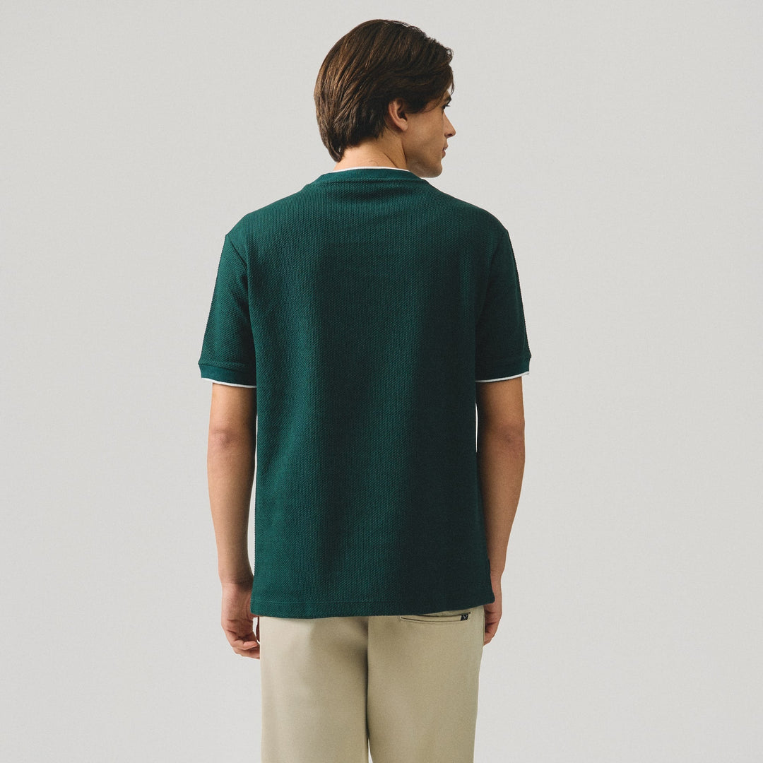 Regular Fit T-Shirt With Contrast Tipping Detail In Popcorn Knit