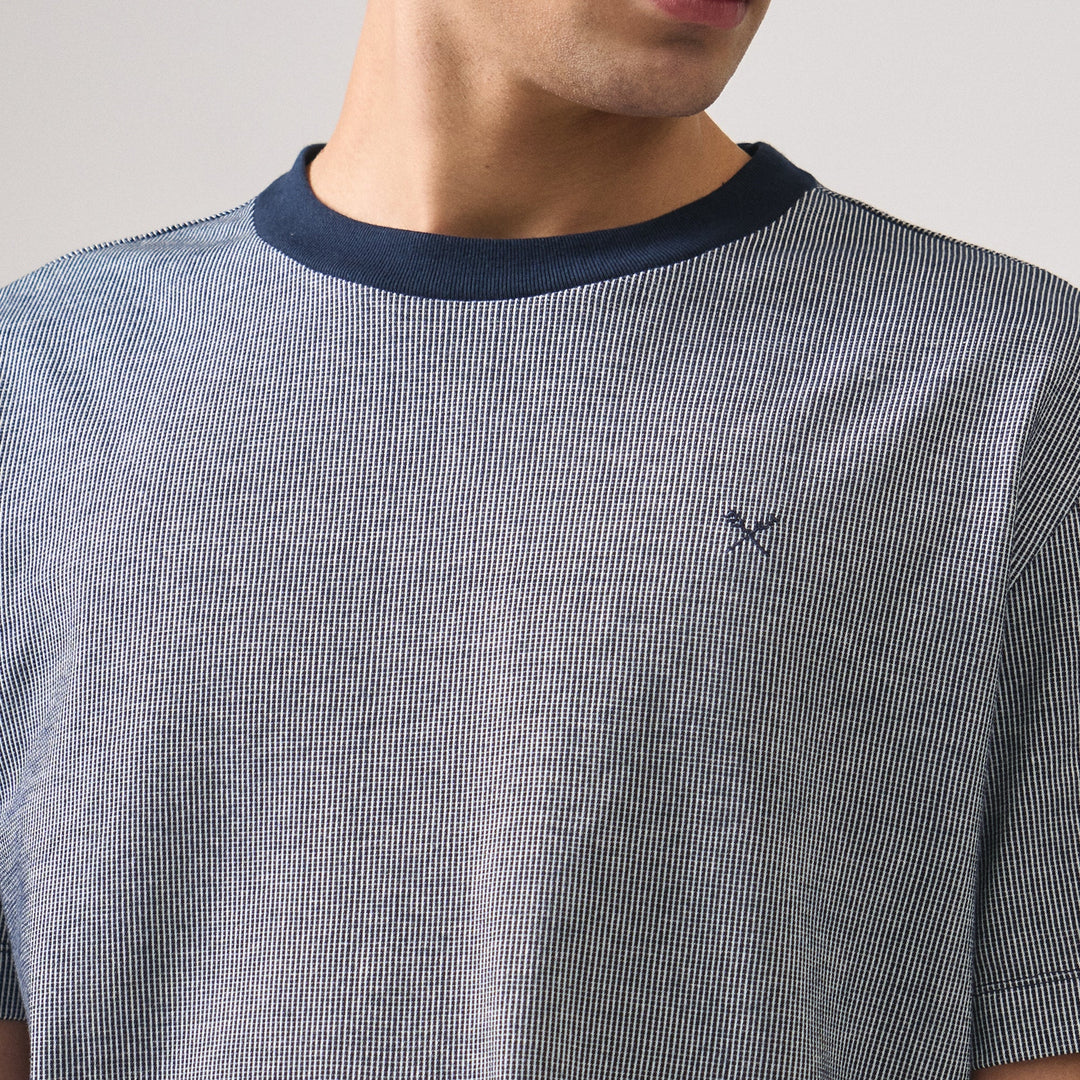 Regular Fit Ringer T-Shirt In Two-Tone Textured Knit