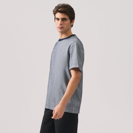 Regular Fit Ringer T-Shirt In Two-Tone Textured Knit